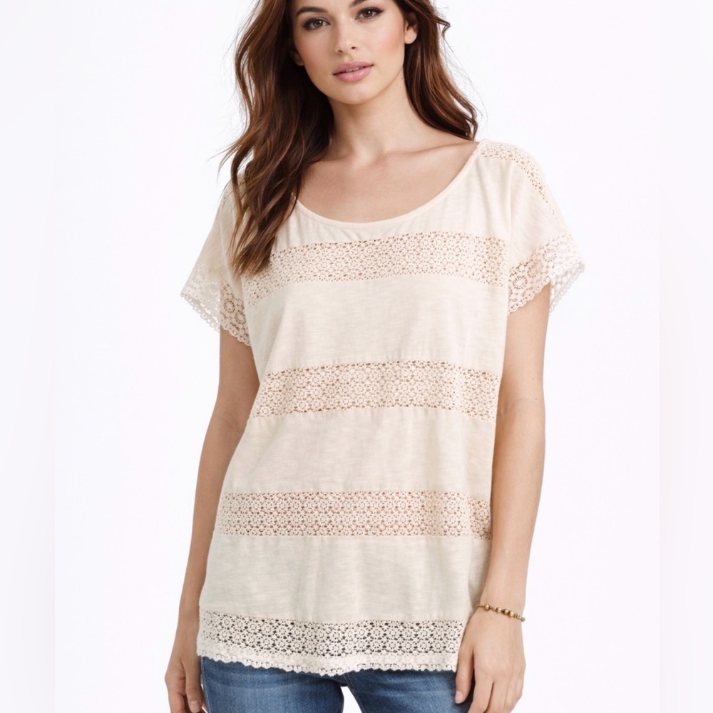 H&M The Garden Collection Lace Crochet Trim Top Cottage Core Boho Fairy XS